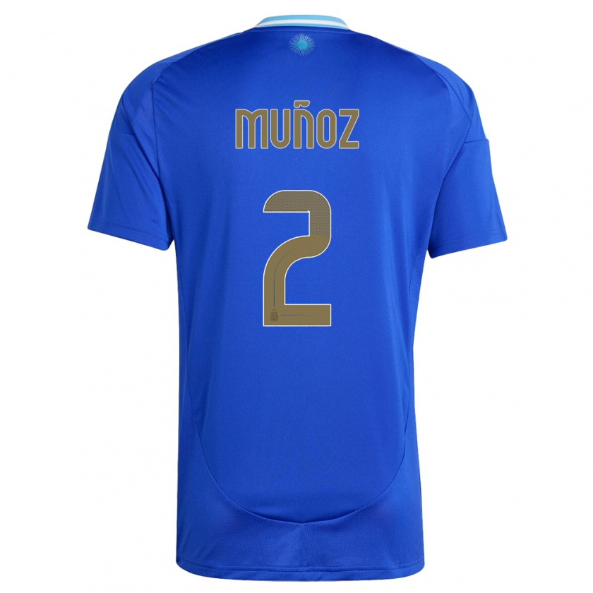 Kandiny Kinder Argentinien Luana Munoz #2 Blau Auswärtstrikot Trikot 24-26 T-Shirt Österreich