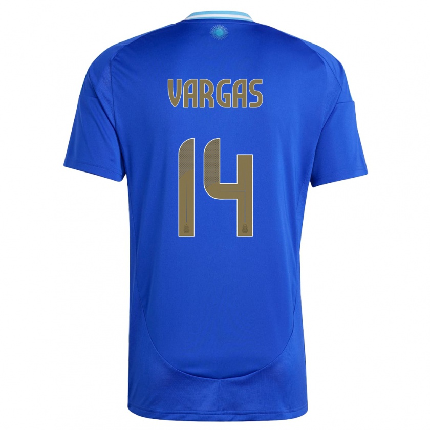 Kandiny Bambino Maglia Argentina Agustina Vargas #14 Blu Kit Gara Away 24-26 Maglietta