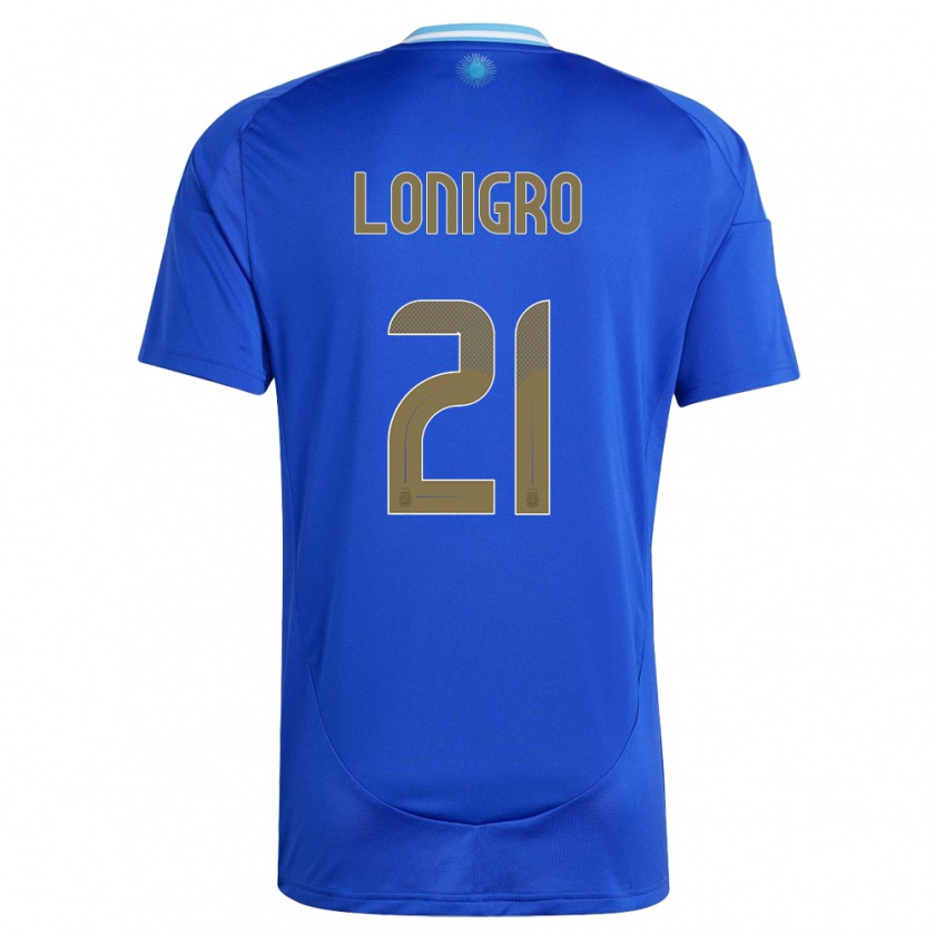 Kandiny Bambino Maglia Argentina Erica Lonigro #21 Blu Kit Gara Away 24-26 Maglietta