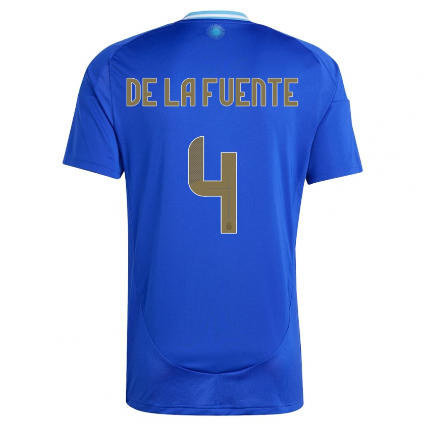 Kandiny Kinderen Argentinië Hernan De La Fuente #4 Blauw Uitshirt Uittenue 24-26 T-Shirt België