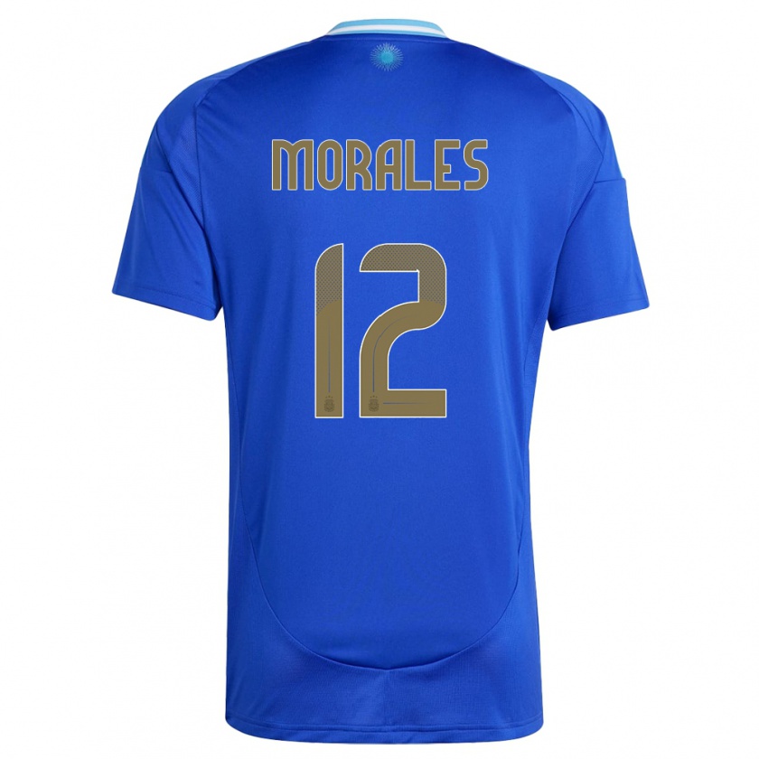 Kandiny Bambino Maglia Argentina Lautaro Morales #12 Blu Kit Gara Away 24-26 Maglietta