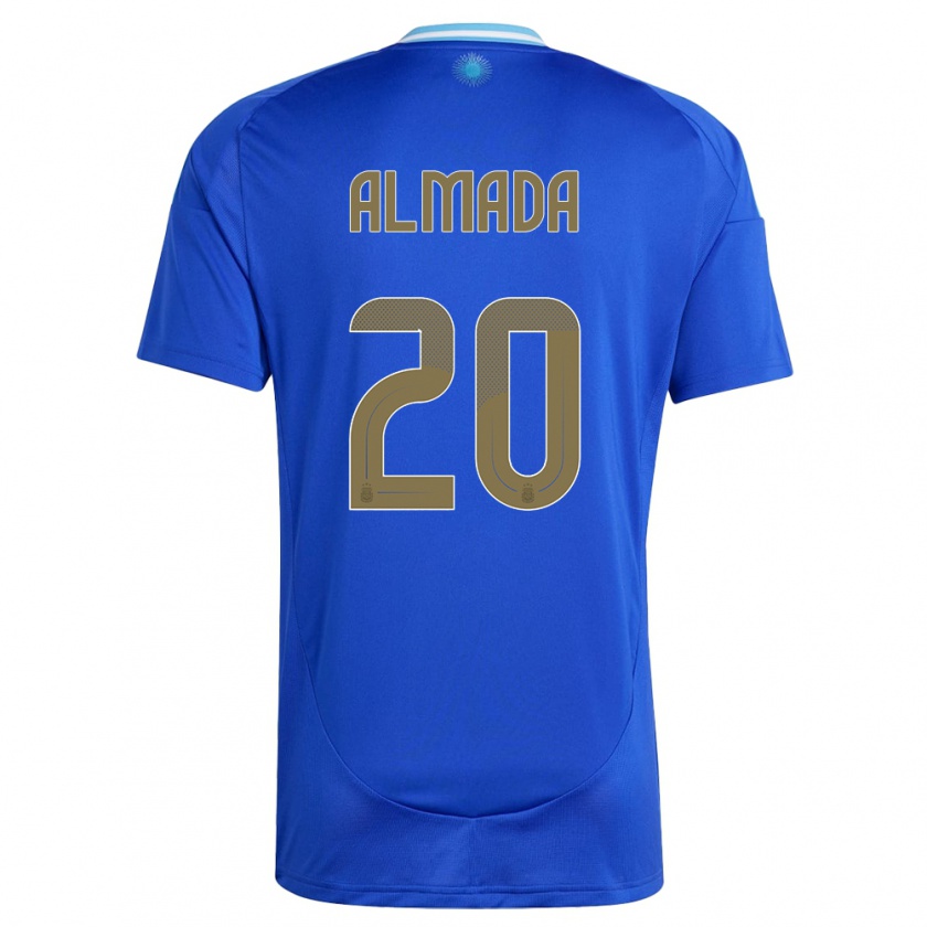 Kandiny Bambino Maglia Argentina Thiago Almada #20 Blu Kit Gara Away 24-26 Maglietta