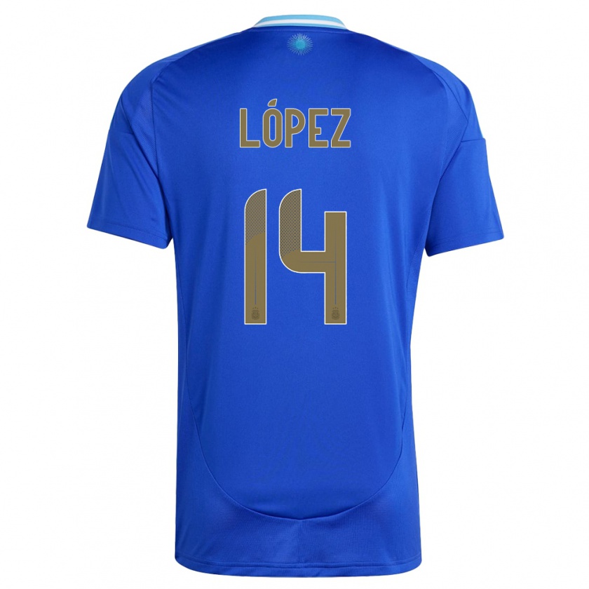 Kandiny Kinderen Argentinië Lautaro Lopez #14 Blauw Uitshirt Uittenue 24-26 T-Shirt België