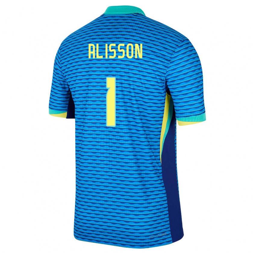 Kandiny Bambino Maglia Brasile Alisson #1 Blu Kit Gara Away 24-26 Maglietta