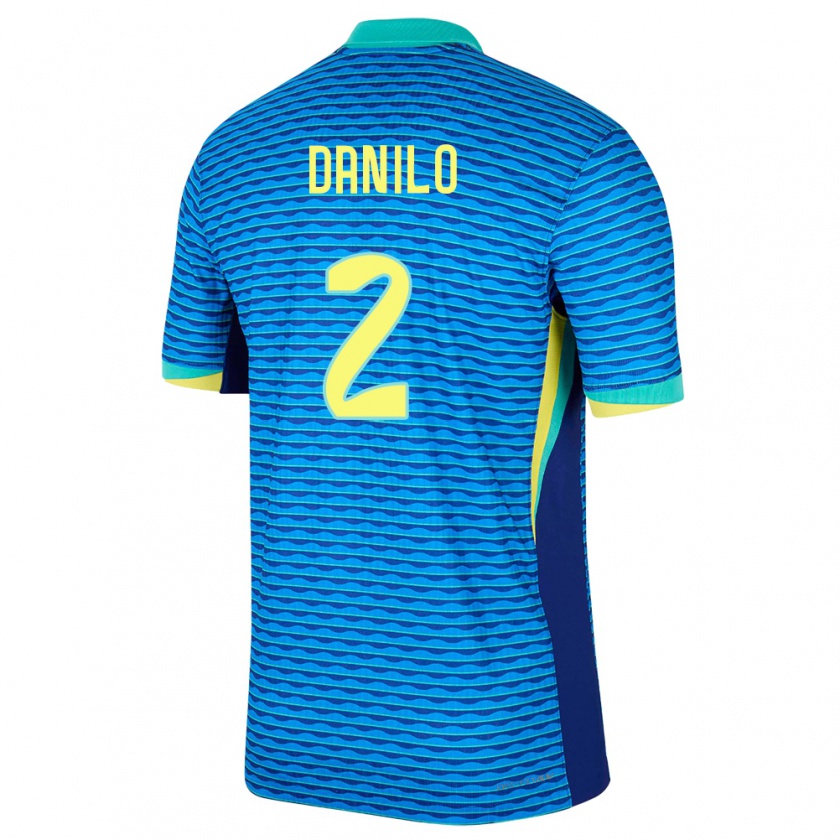 Kandiny Kinder Brasilien Danilo #2 Blau Auswärtstrikot Trikot 24-26 T-Shirt Österreich