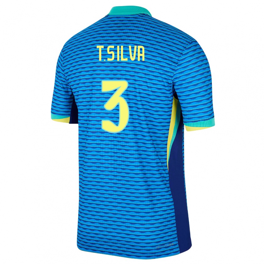 Kandiny Bambino Maglia Brasile Thiago Silva #3 Blu Kit Gara Away 24-26 Maglietta