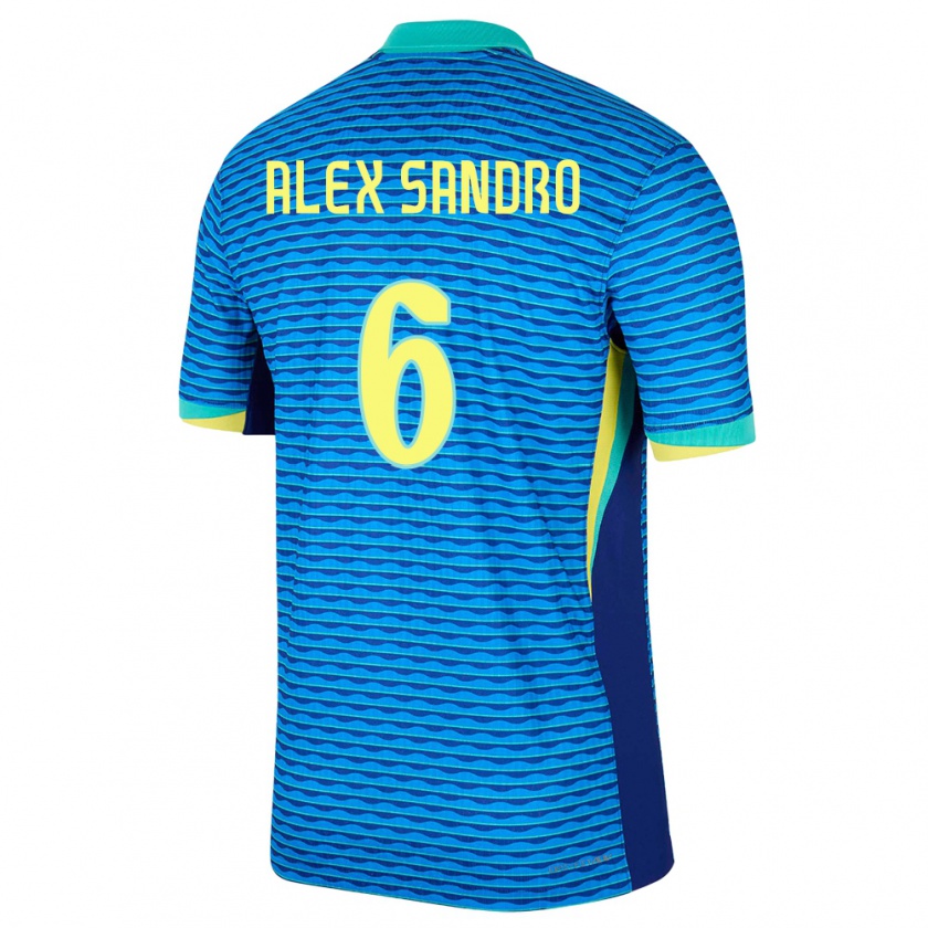 Kandiny Kinderen Brazilië Alex Sandro #6 Blauw Uitshirt Uittenue 24-26 T-Shirt