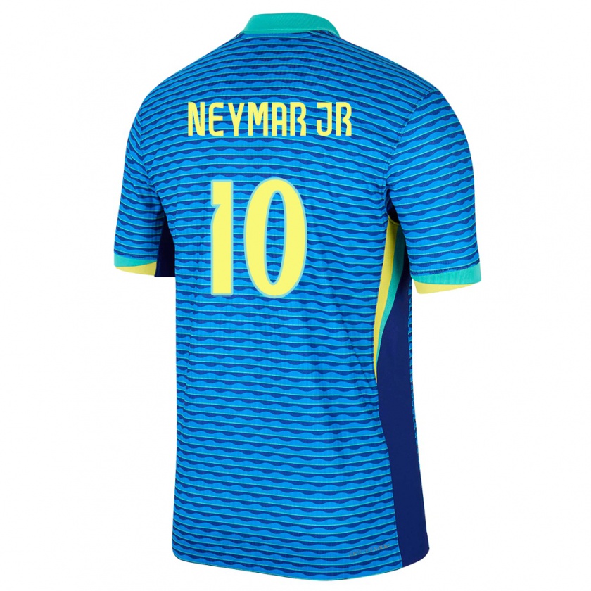 Kandiny Kinderen Brazilië Neymar #10 Blauw Uitshirt Uittenue 24-26 T-Shirt