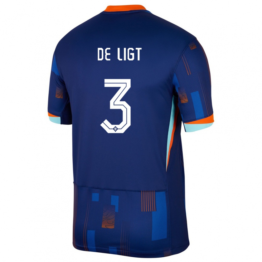 Kandiny Niño Camiseta Países Bajos Matthijs De Ligt #3 Azul 2ª Equipación 24-26 La Camisa