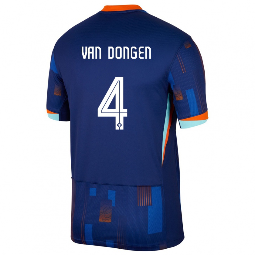 Kandiny Bambino Maglia Paesi Bassi Merel Van Dongen #4 Blu Kit Gara Away 24-26 Maglietta