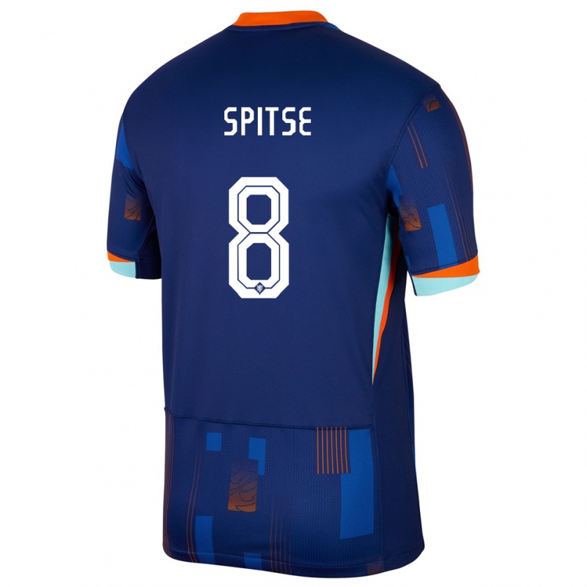 Kandiny Bambino Maglia Paesi Bassi Sherida Spitse #8 Blu Kit Gara Away 24-26 Maglietta