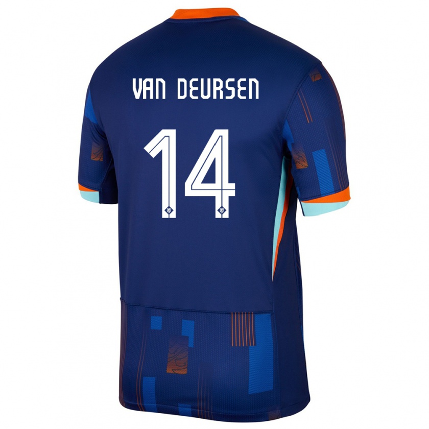 Kandiny Niño Camiseta Países Bajos Eva Van Deursen #14 Azul 2ª Equipación 24-26 La Camisa