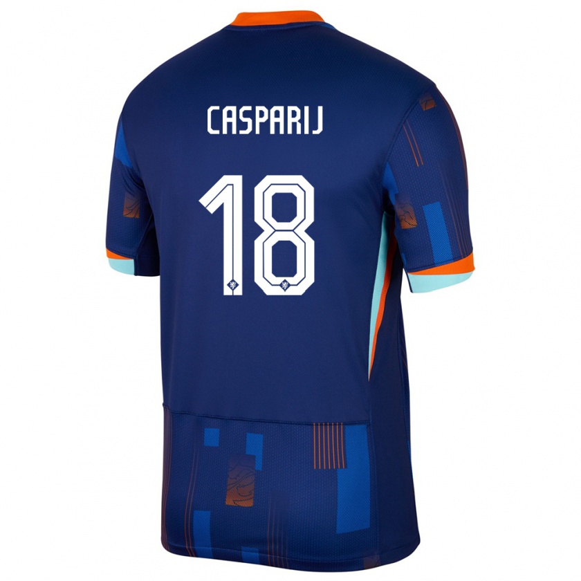 Kandiny Bambino Maglia Paesi Bassi Kerstin Casparij #18 Blu Kit Gara Away 24-26 Maglietta