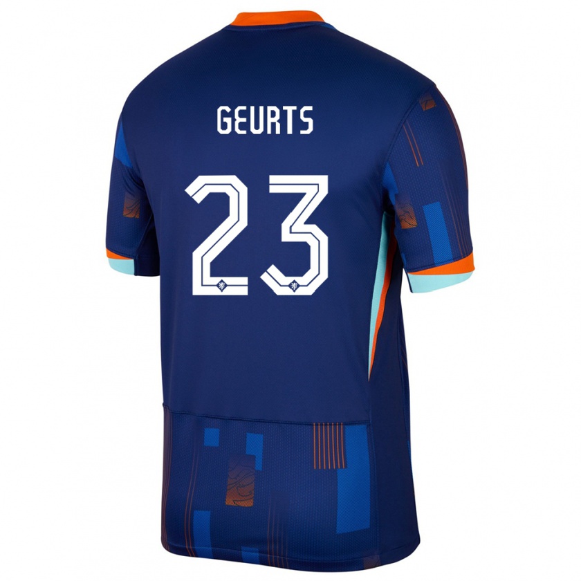 Kandiny Bambino Maglia Paesi Bassi Loes Geurts #23 Blu Kit Gara Away 24-26 Maglietta