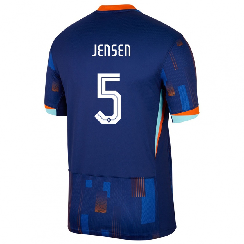 Kandiny Bambino Maglia Paesi Bassi Koen Jensen #5 Blu Kit Gara Away 24-26 Maglietta