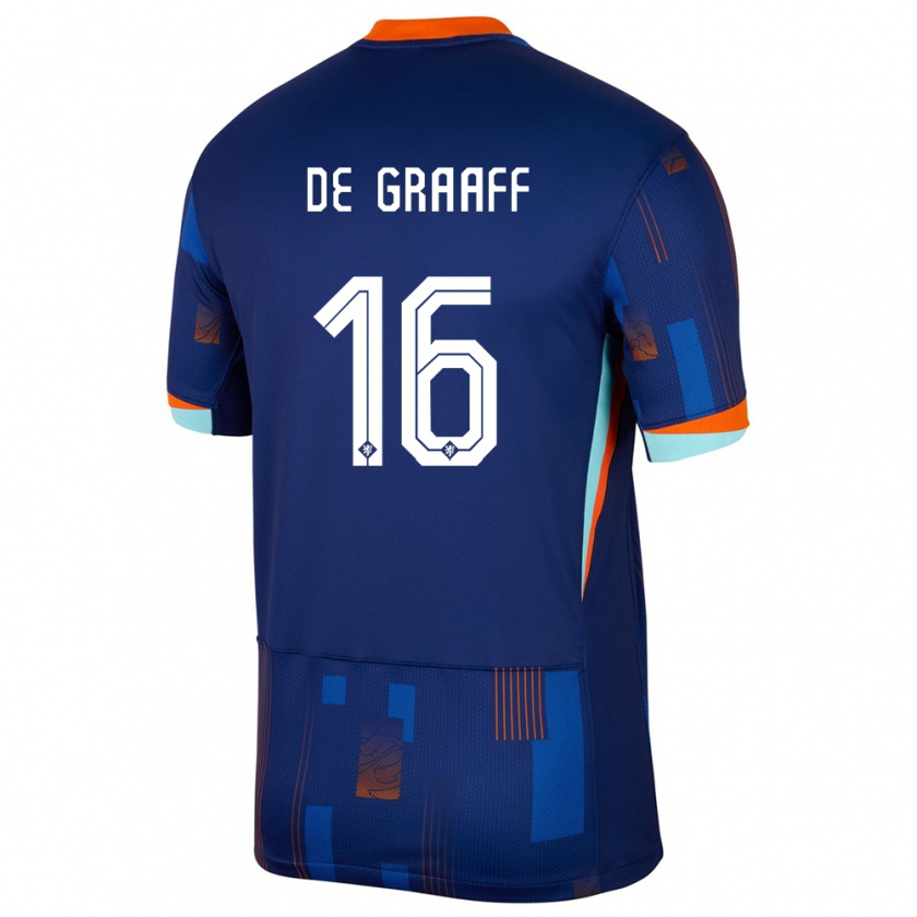 Kandiny Bambino Maglia Paesi Bassi Tom De Graaff #16 Blu Kit Gara Away 24-26 Maglietta