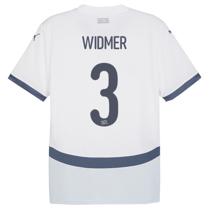 Kandiny Bambino Maglia Svizzera Silvan Widmer #3 Bianco Kit Gara Away 24-26 Maglietta