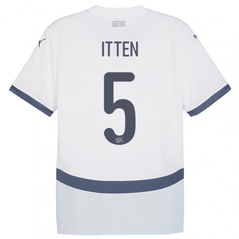 Kandiny Bambino Maglia Svizzera Cedric Itten #5 Bianco Kit Gara Away 24-26 Maglietta