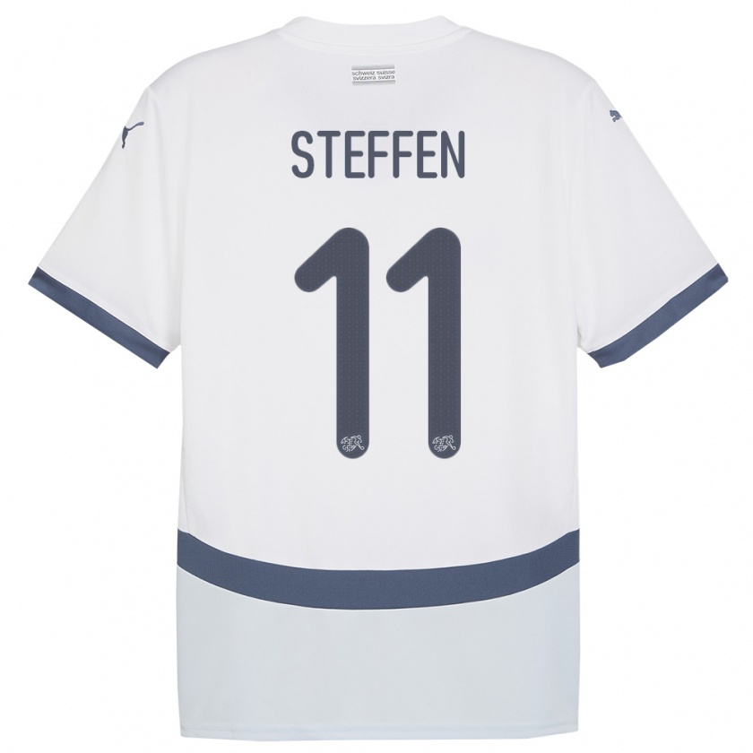 Kandiny Bambino Maglia Svizzera Renato Steffen #11 Bianco Kit Gara Away 24-26 Maglietta