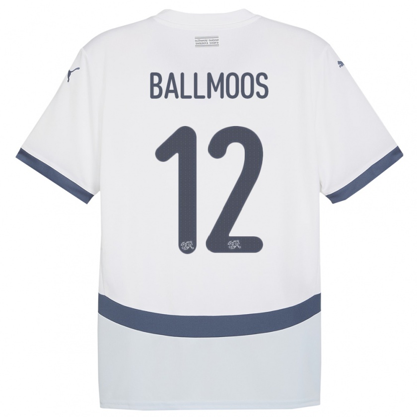 Kandiny Bambino Maglia Svizzera David Von Ballmoos #12 Bianco Kit Gara Away 24-26 Maglietta