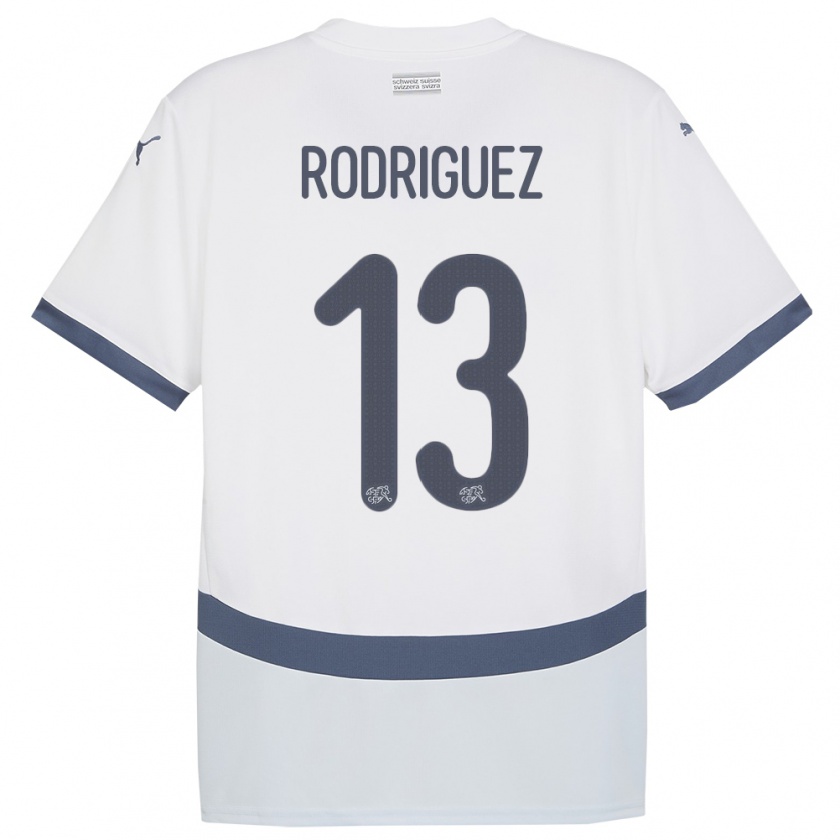 Kandiny Kinder Schweiz Ricardo Rodriguez #13 Weiß Auswärtstrikot Trikot 24-26 T-Shirt Österreich