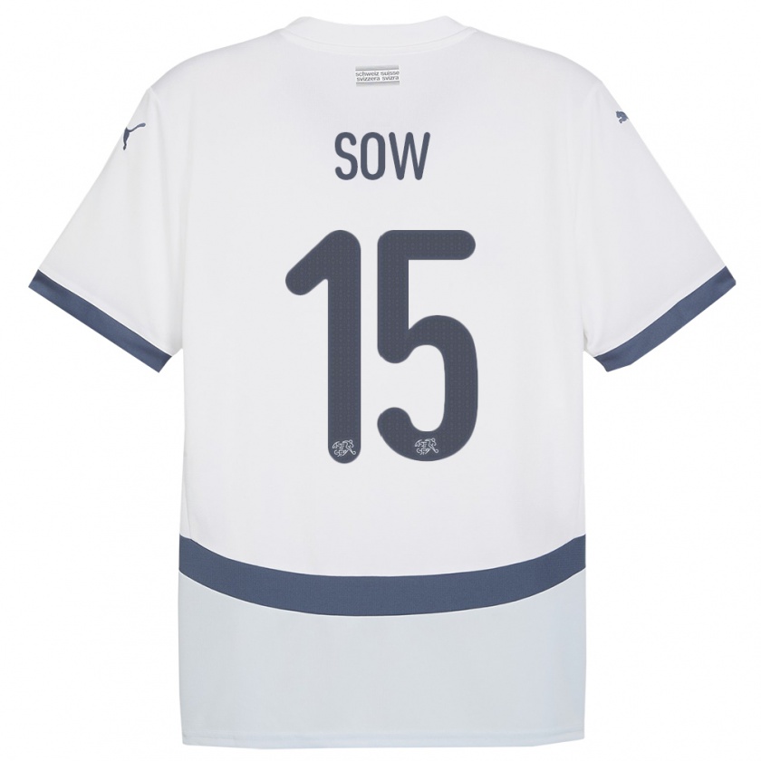 Kandiny Bambino Maglia Svizzera Djibril Sow #15 Bianco Kit Gara Away 24-26 Maglietta