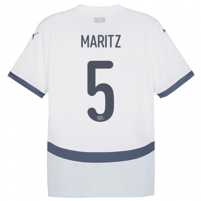 Kandiny Bambino Maglia Svizzera Noelle Maritz #5 Bianco Kit Gara Away 24-26 Maglietta