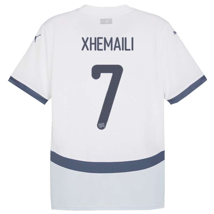 Kandiny Bambino Maglia Svizzera Riola Xhemaili #7 Bianco Kit Gara Away 24-26 Maglietta