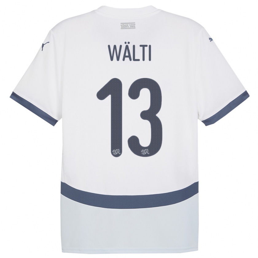 Kandiny Bambino Maglia Svizzera Lia Walti #13 Bianco Kit Gara Away 24-26 Maglietta