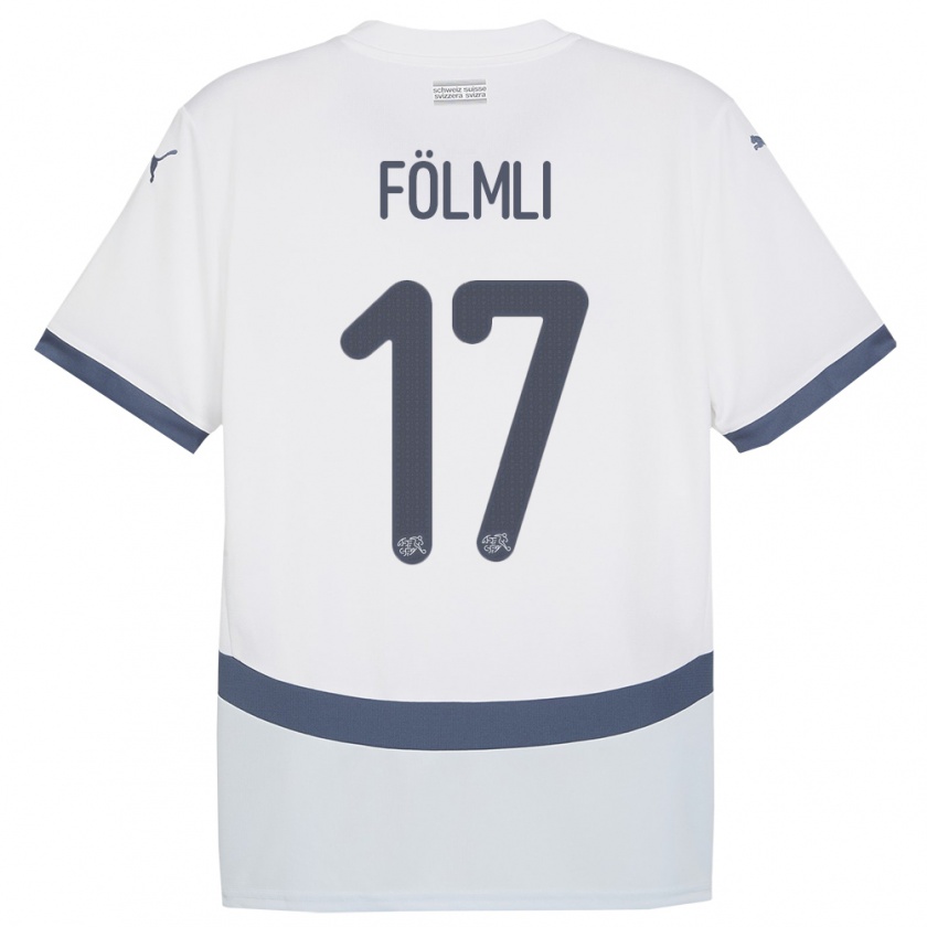 Kandiny Bambino Maglia Svizzera Svenja Folmli #17 Bianco Kit Gara Away 24-26 Maglietta