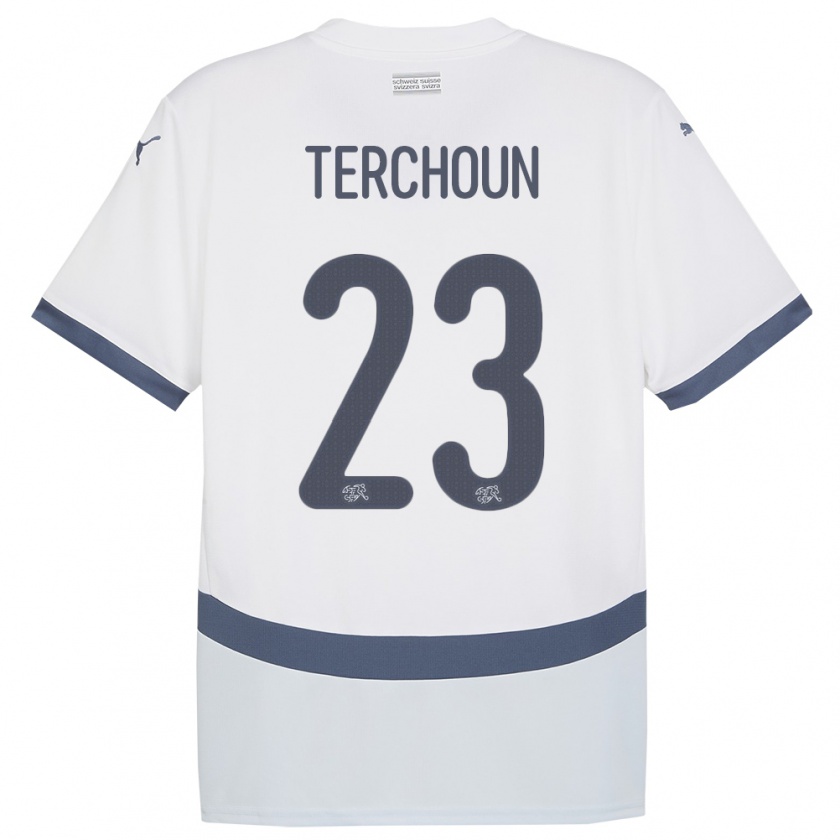 KandinyキッズスイスMeriame Terchoun#23白アウェイシャツ24-26ジャージーユニフォーム