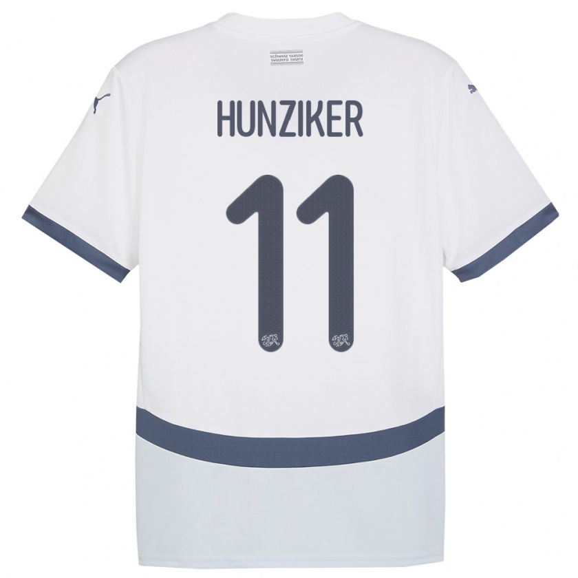 Kandiny Kinder Schweiz Andrin Hunziker #11 Weiß Auswärtstrikot Trikot 24-26 T-Shirt Österreich