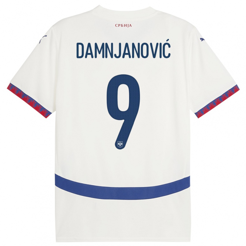 Kandiny Bambino Maglia Serbia Jovana Damnjanovic #9 Bianco Kit Gara Away 24-26 Maglietta