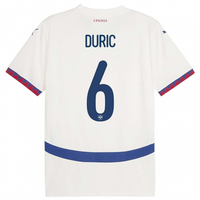 KandinyキッズセルビアAndrej Duric#6白アウェイシャツ24-26ジャージーユニフォーム