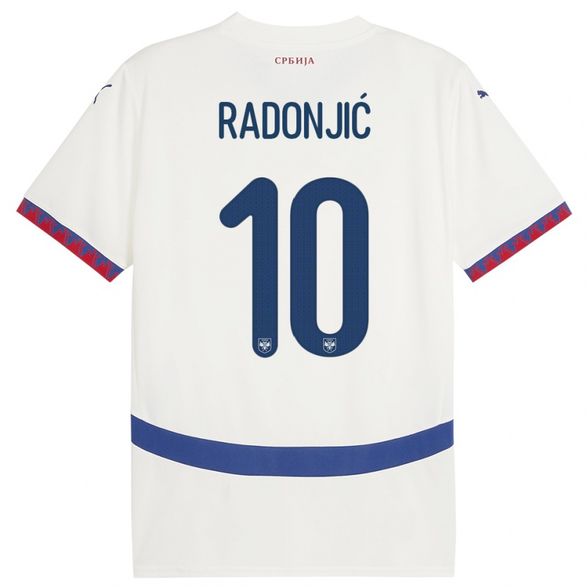 KandinyキッズセルビアMateja Radonjic#10白アウェイシャツ24-26ジャージーユニフォーム