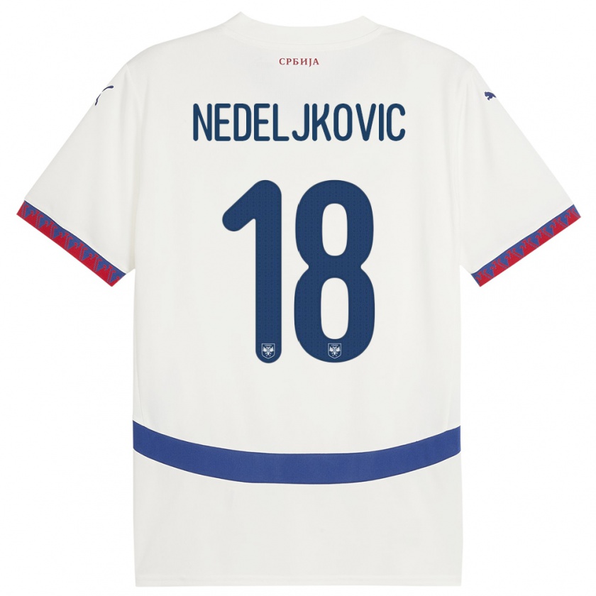 Kandiny Kinderen Servië Kosta Nedeljkovic #18 Wit Uitshirt Uittenue 24-26 T-Shirt België