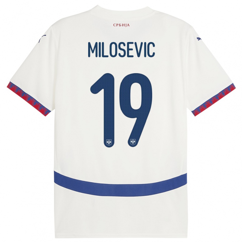 Kandiny Kinderen Servië Jovan Milosevic #19 Wit Uitshirt Uittenue 24-26 T-Shirt