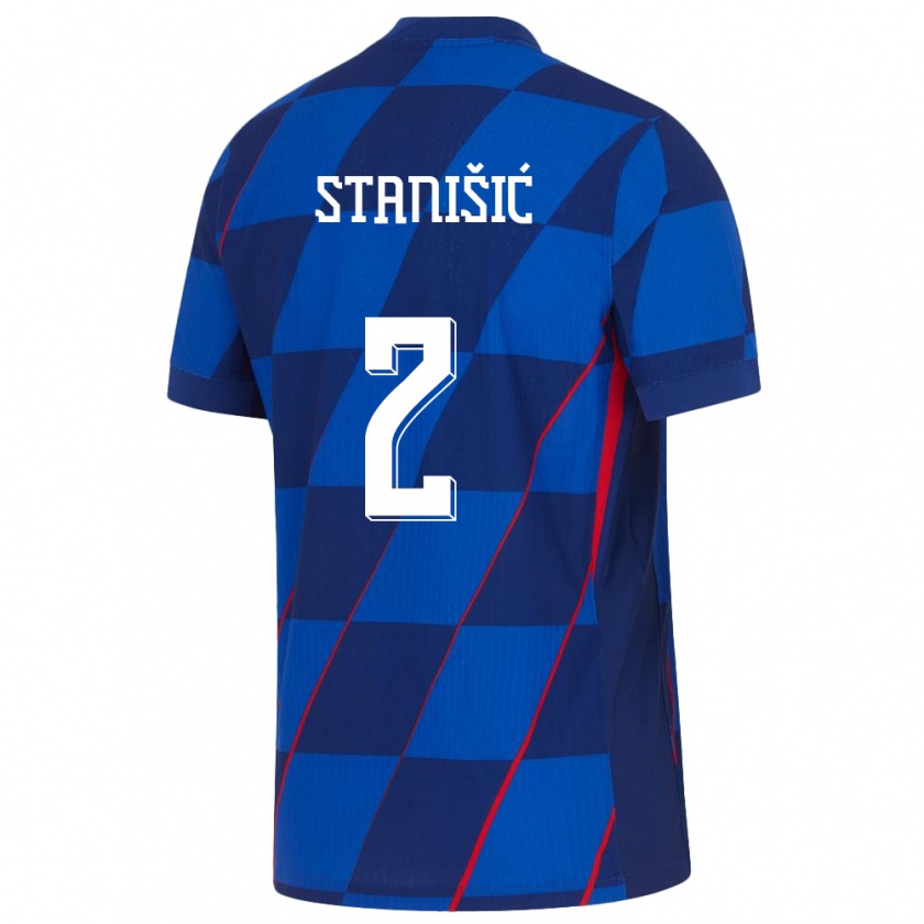 Kandiny Kinder Kroatien Josip Stanisic #2 Blau Auswärtstrikot Trikot 24-26 T-Shirt Österreich