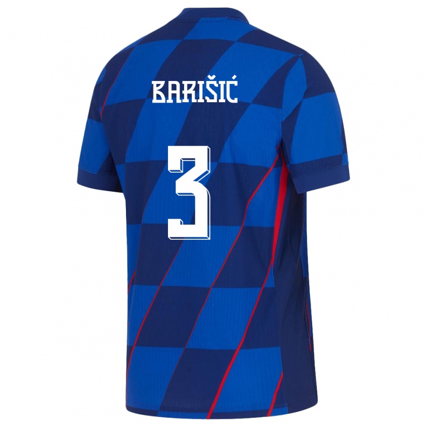 Kandiny Bambino Maglia Croazia Borna Barisic #3 Blu Kit Gara Away 24-26 Maglietta