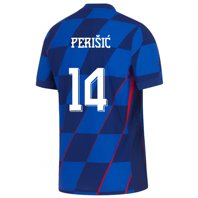 Kandiny Kinderen Kroatië Ivan Perisic #14 Blauw Uitshirt Uittenue 24-26 T-Shirt België