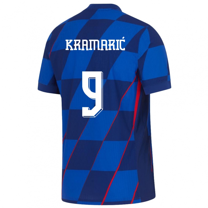 Kandiny Kinder Kroatien Andrej Kramaric #9 Blau Auswärtstrikot Trikot 24-26 T-Shirt Österreich