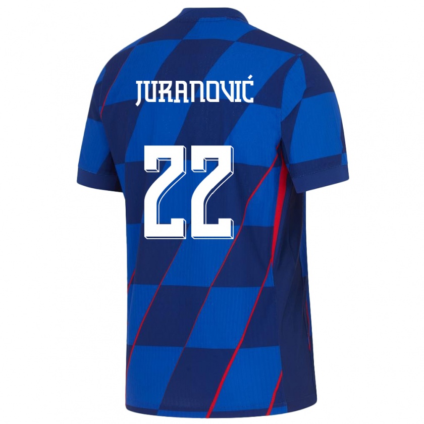 Kandiny Kinder Kroatien Josip Juranovic #22 Blau Auswärtstrikot Trikot 24-26 T-Shirt Österreich