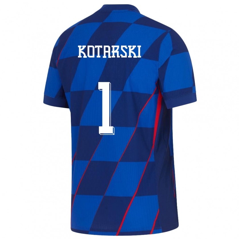 Kandiny Kinderen Kroatië Dominik Kotarski #1 Blauw Uitshirt Uittenue 24-26 T-Shirt België