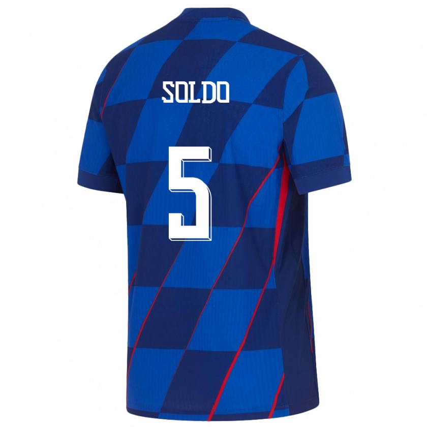 Kandiny Kinder Kroatien Nikola Soldo #5 Blau Auswärtstrikot Trikot 24-26 T-Shirt Österreich