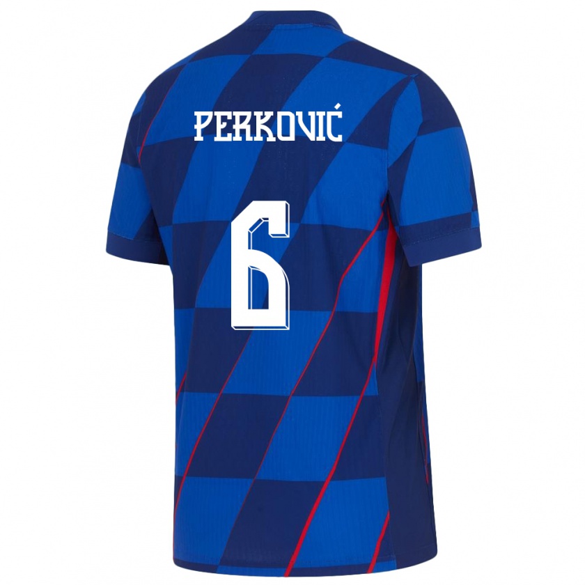 Kandiny Bambino Maglia Croazia Mauro Perkovic #6 Blu Kit Gara Away 24-26 Maglietta