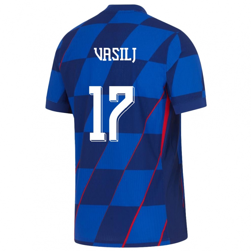 Kandiny Bambino Maglia Croazia Jakov Anton Vasilj #17 Blu Kit Gara Away 24-26 Maglietta