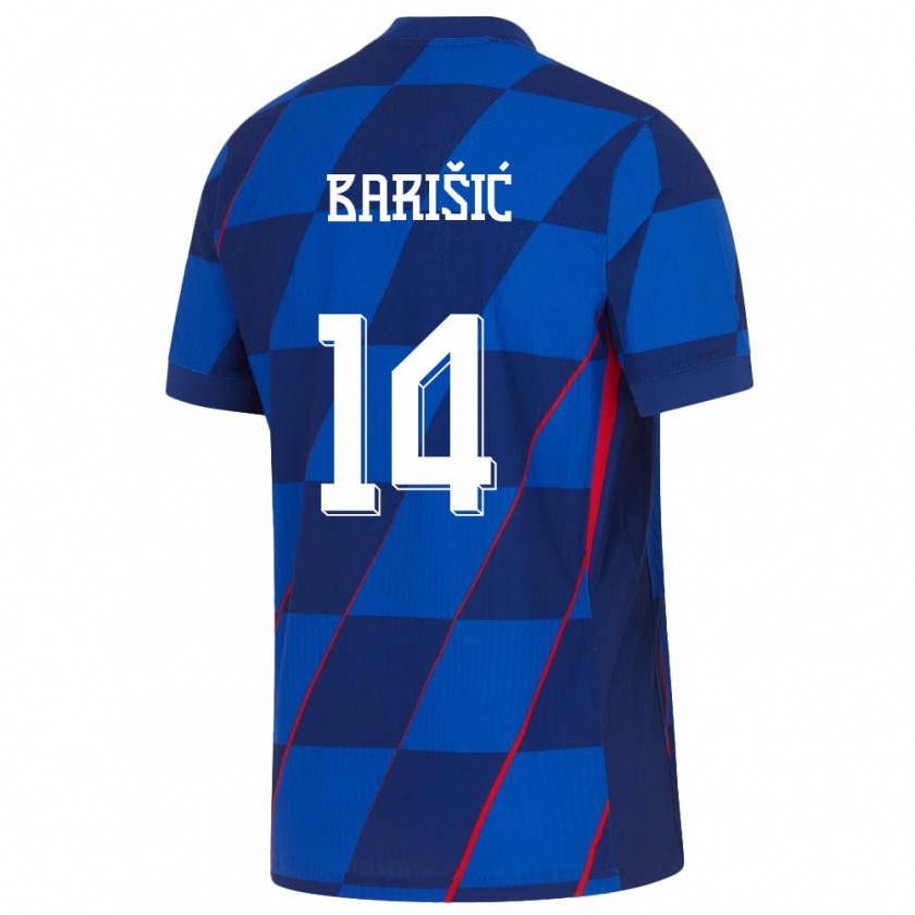 Kandiny Kinderen Kroatië Teo Barisic #14 Blauw Uitshirt Uittenue 24-26 T-Shirt België