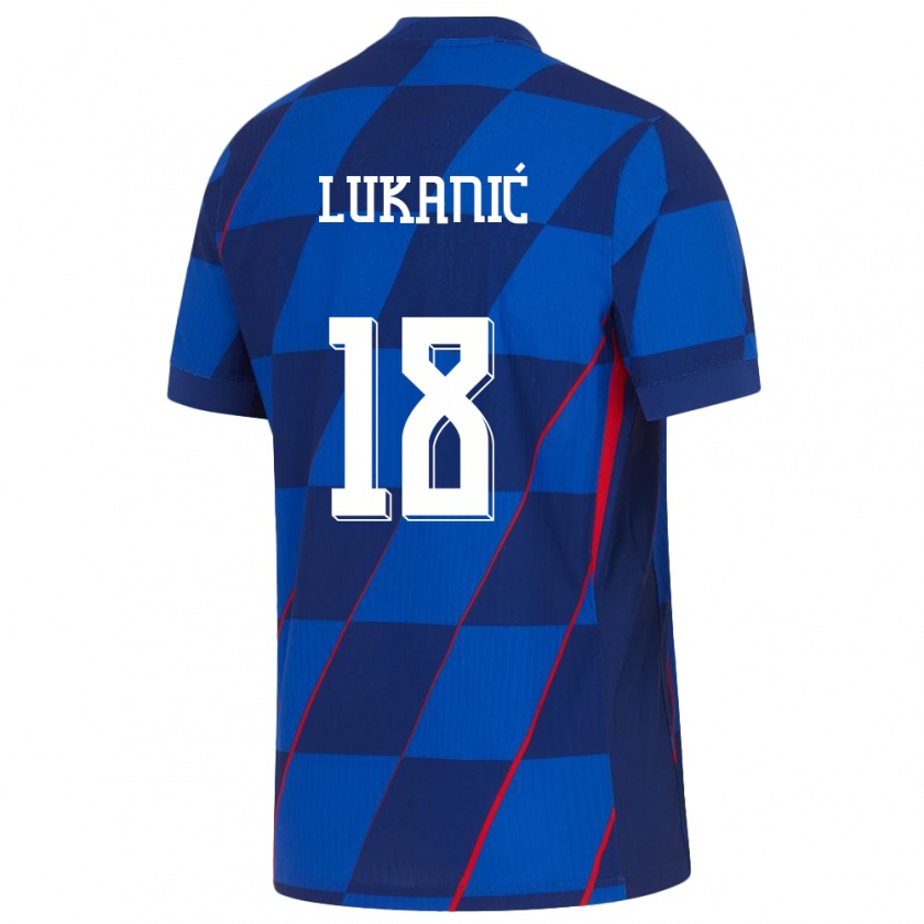 Kandiny Bambino Maglia Croazia Luka Lukanic #18 Blu Kit Gara Away 24-26 Maglietta