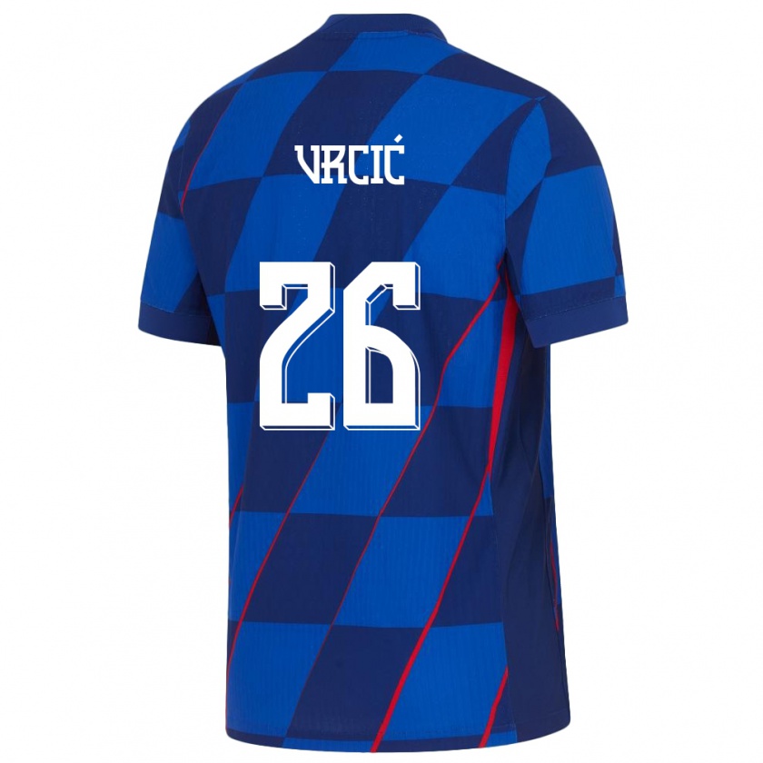 Kandiny Kinderen Kroatië Jere Vrcic #26 Blauw Uitshirt Uittenue 24-26 T-Shirt België