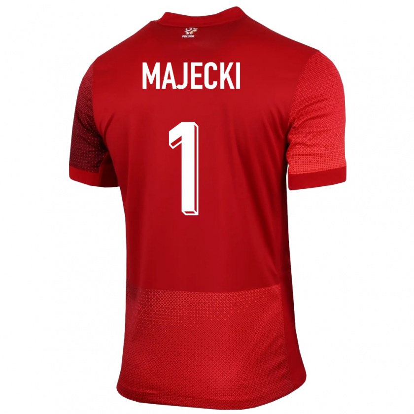 Kandiny Bambino Maglia Polonia Radoslaw Majecki #1 Rosso Kit Gara Away 24-26 Maglietta